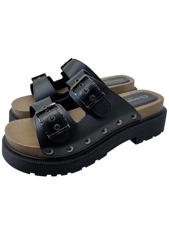 Dior Quake Slide Sandals Leather Wood Black Brown Thick Sole Summer Resort main image 8